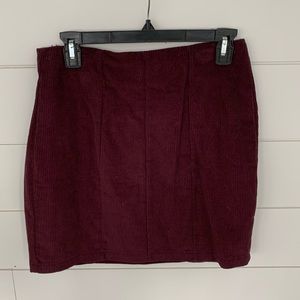 F21 Maroon corduroy mini skirt